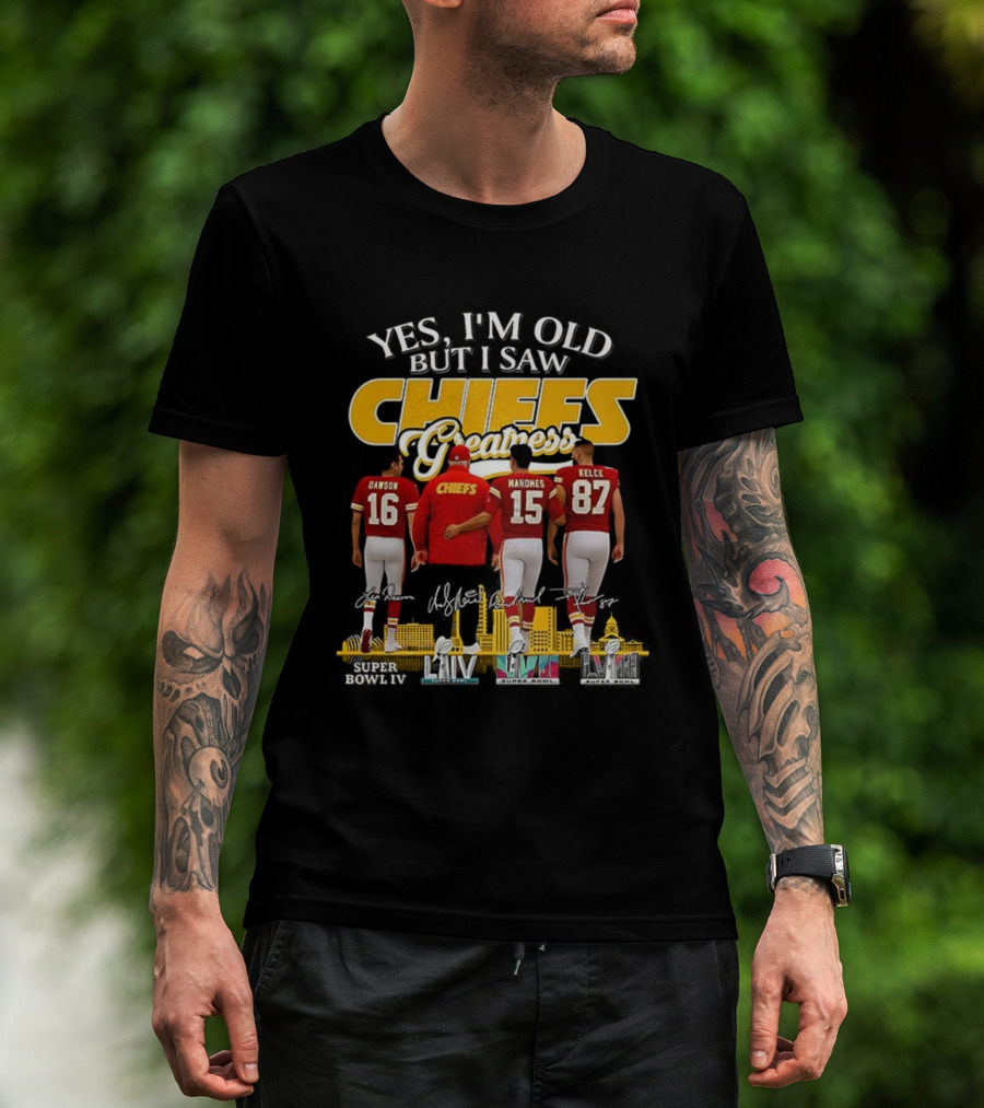 Yes I’m Old But I Saw Chiefs Greatness Dawson Mahomes Kelce Skyline T-Shirt