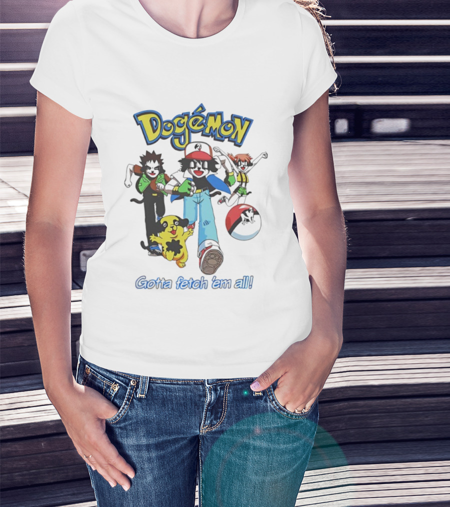 Big Dogs Dogémon Gotta Fetch ’Em All Playful Parody Characters T-Shirt
