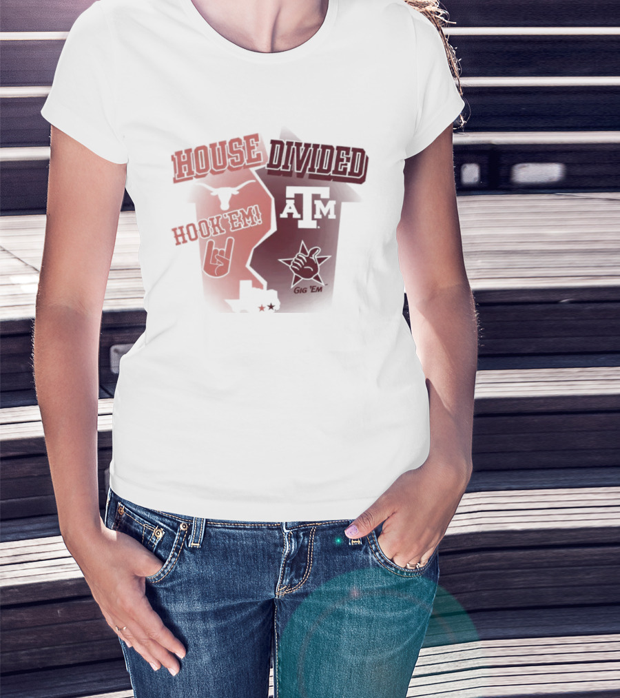 House Divided Texas Longhorns Horns Up Vs Texas A&M T-Shirt