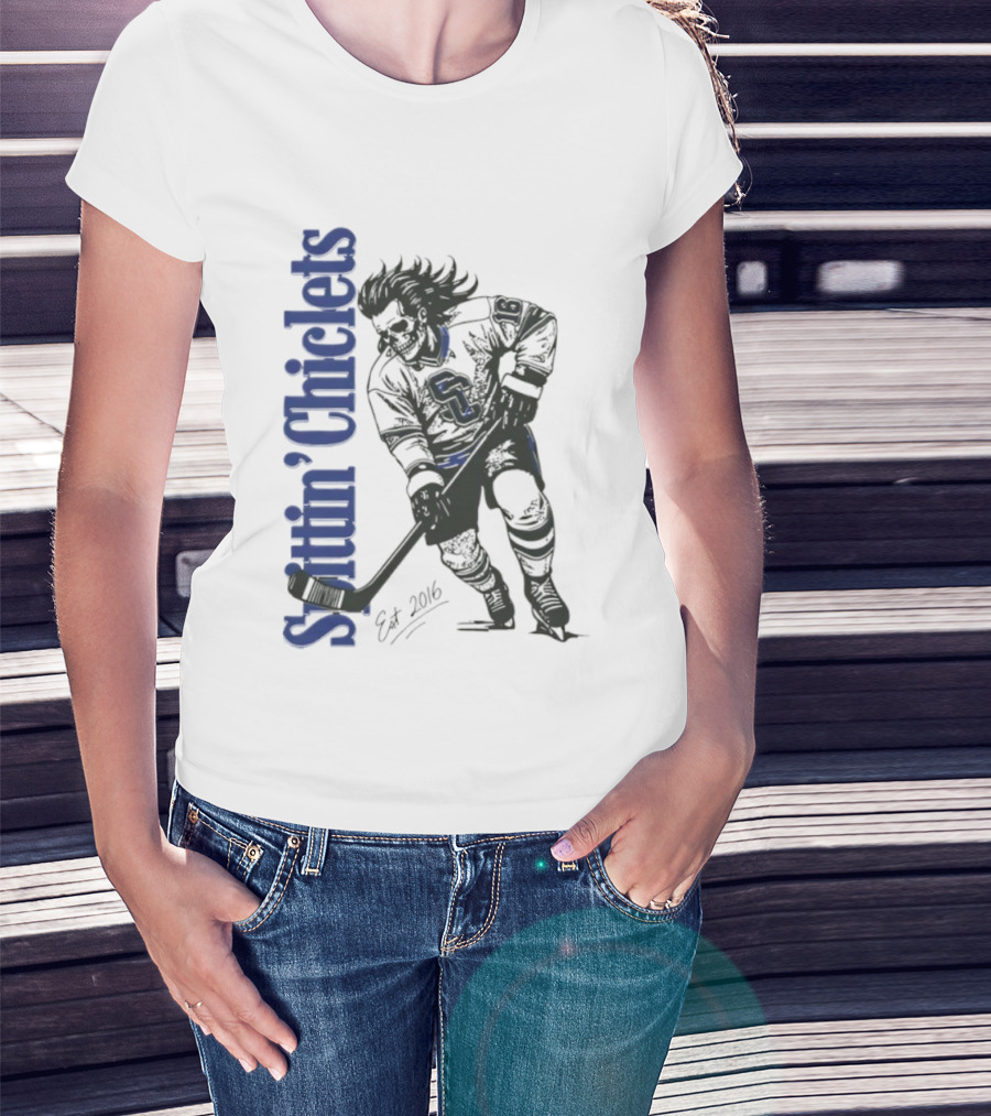 Hockey Spittin Chiclets Skullet Est 2016 Vertical T-Shirt