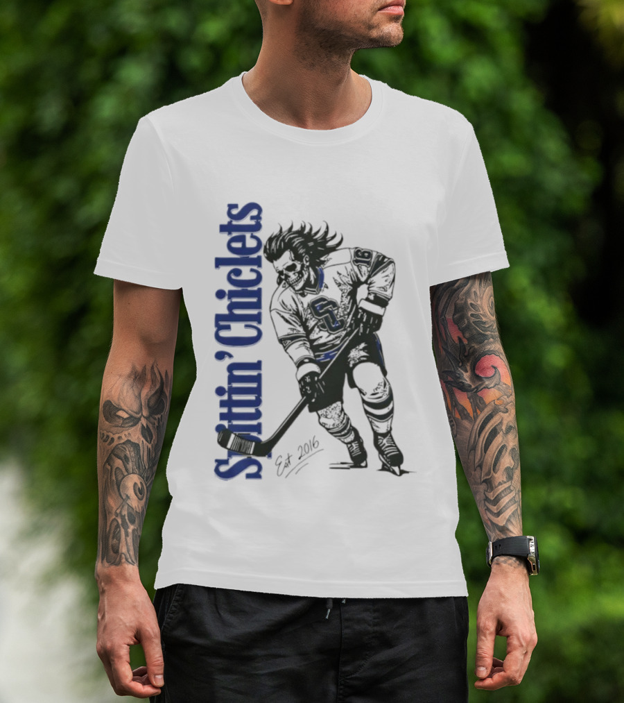 Hockey Spittin Chiclets Skullet Est 2016 Vertical T-Shirt