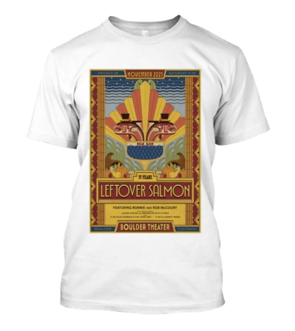 Leftover Salmon 35 Years November 2025 Boulder Theater Featuring Ronnie And Rob McCoury T-Shirt