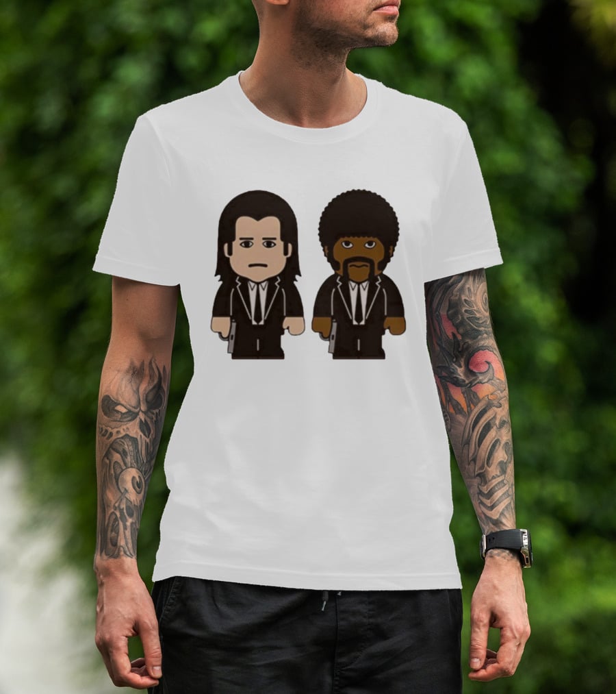 Samuel L Jackson Pulp Fiction Jules And Vincent Cartoon Characters T-Shirt