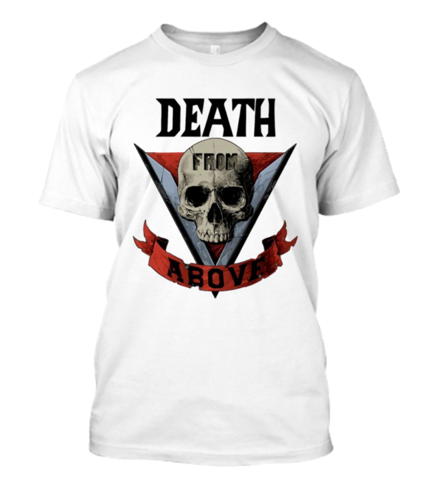 Skull Death From Above V Emblem Red Banner T-Shirt