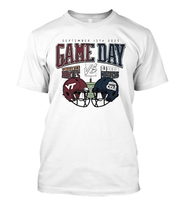 Virginia Tech Hokies Vs Old Dominion Monarchs September 13th 2025 Gameday Helmet Matchup T-Shirt