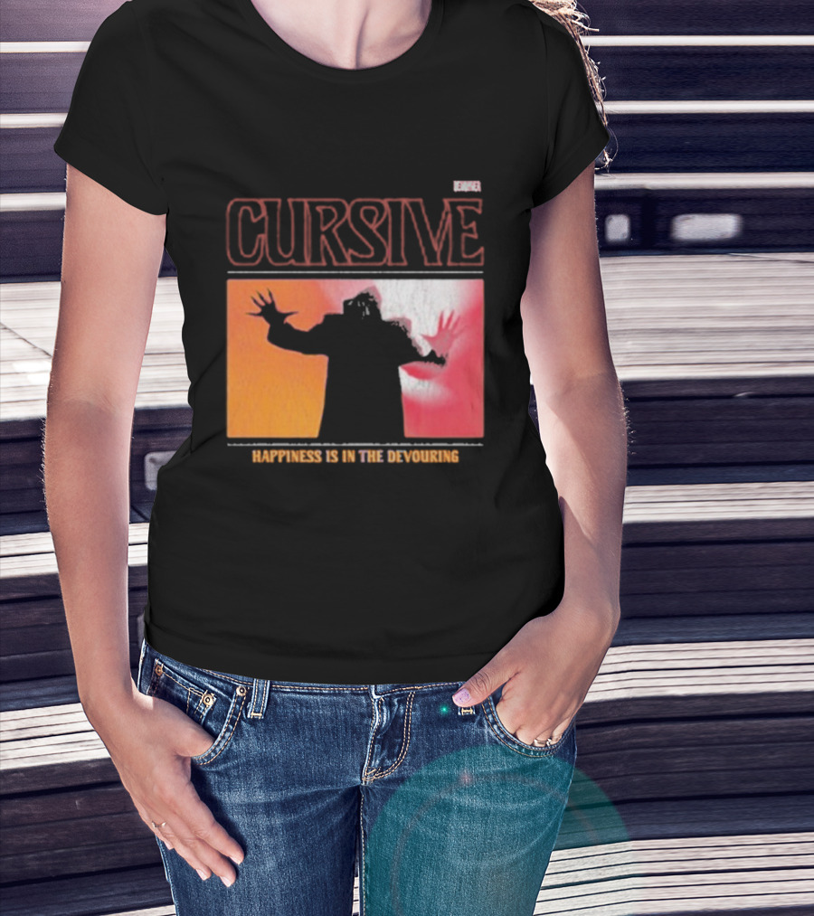 Cursive Happiness Is In The Devouring Silhouette And Vibrant Gradient T-Shirt