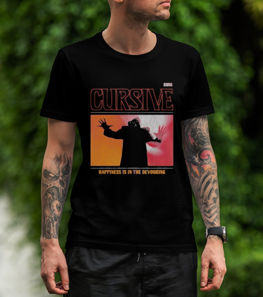 Cursive Happiness Is In The Devouring Silhouette And Vibrant Gradient T-Shirt