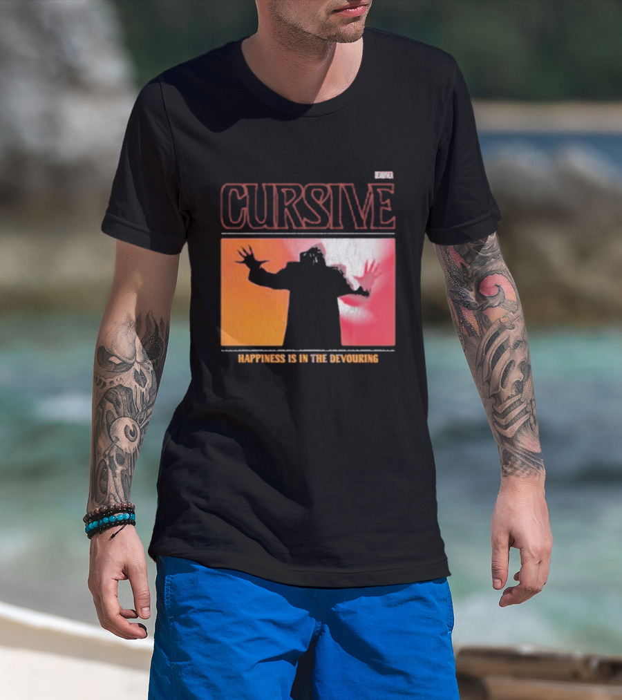 Cursive Happiness Is In The Devouring Silhouette And Vibrant Gradient T-Shirt