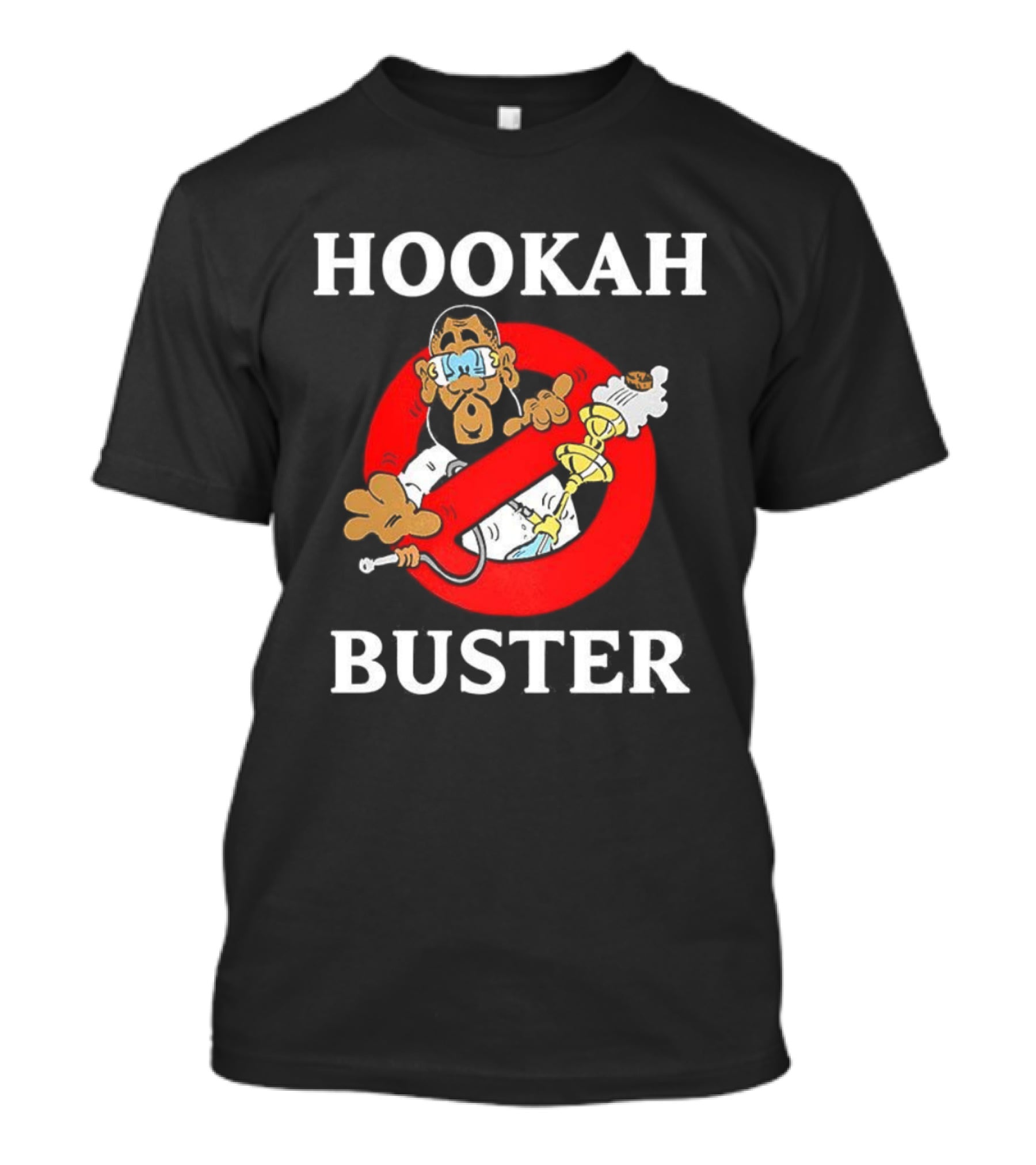 Hookah Buster Caricature Red Circle Cross Illustration T-Shirt