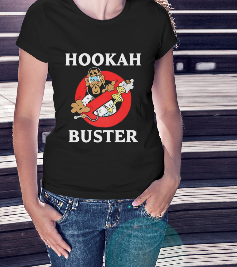 Hookah Buster Caricature Red Circle Cross Illustration T-Shirt