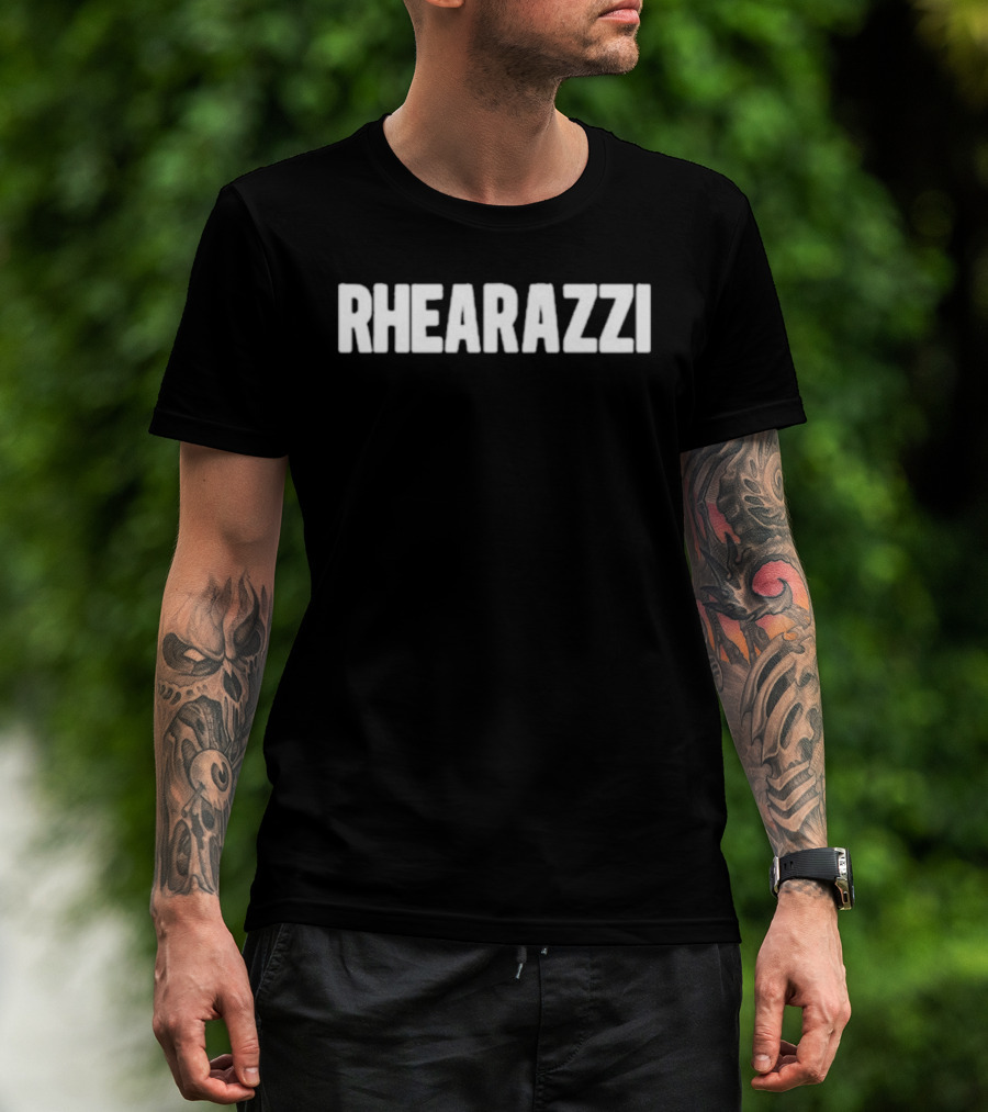 Rhea Raj Rhearazzi Bold White Text T-Shirt