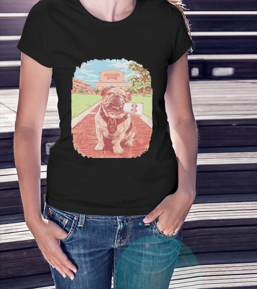 Mississippi State Bulldogs Bully Cowbell Stadium Scene T-Shirt