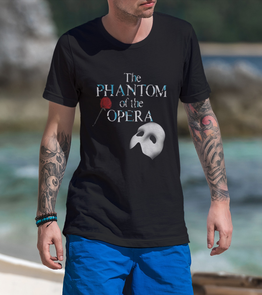 The Phantom Of The Opera Mask And Red Rose Broadway Musical T-Shirt