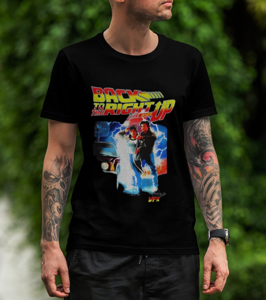 Back To The Right Side Up Stranger Things Cast Season 5 Back To The Future T-Shirt