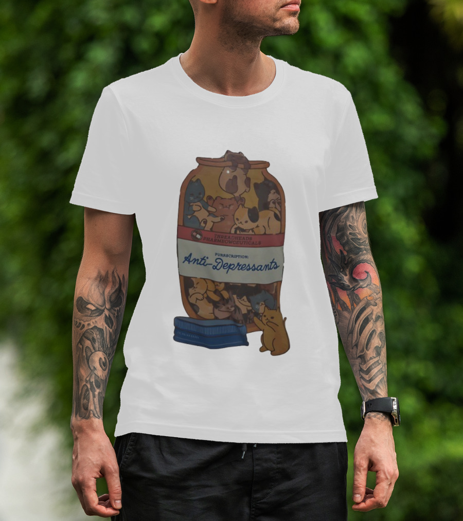 Purrscription Anti-Depressants Threadheads Pharmiaowceuticals Cat Edition T-Shirt