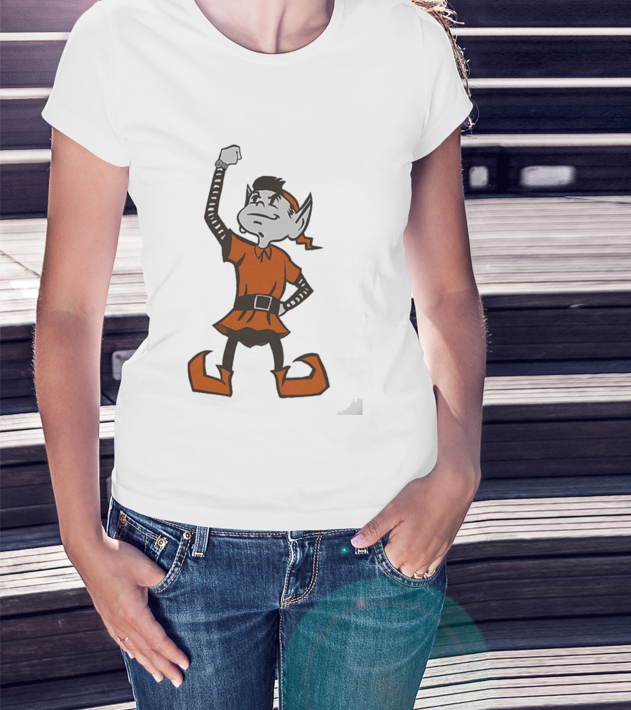 Cleveland Browns Brownie The Elf Mascot Fist Raised T-Shirt