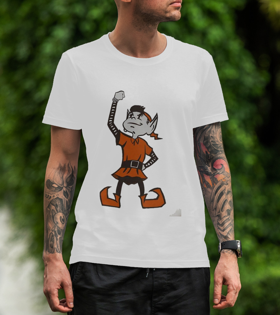 Cleveland Browns Brownie The Elf Mascot Fist Raised T-Shirt