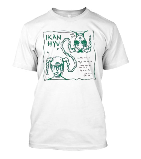 Ikan Hyu Catch Me If You Can Playful Green Octopus And Monster Doodle Art T-Shirt