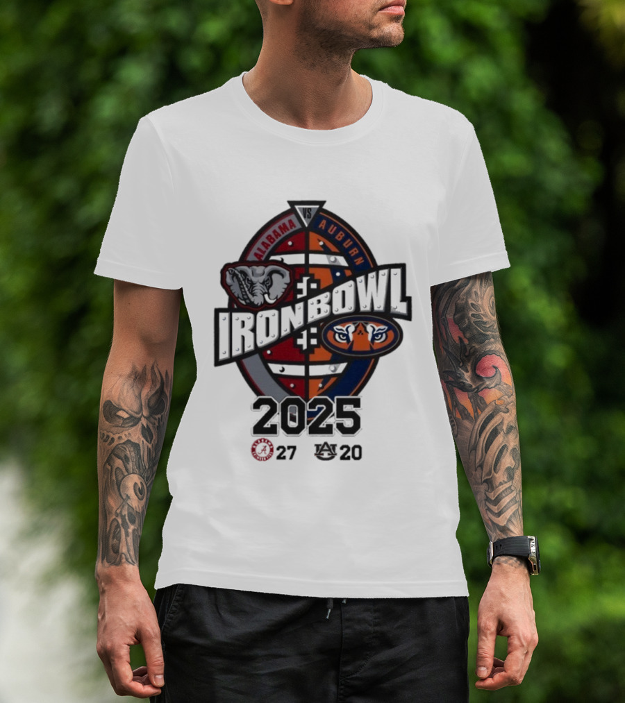 Alabama Vs Auburn Iron Bowl 2025 Football Rivalry Score 27-20 T-Shirt