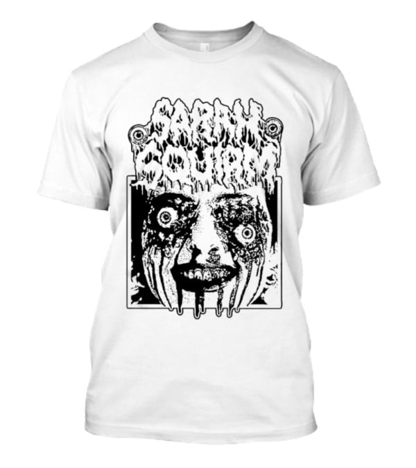 Sarah Squirm Horror Metal Face Graphic T-Shirt