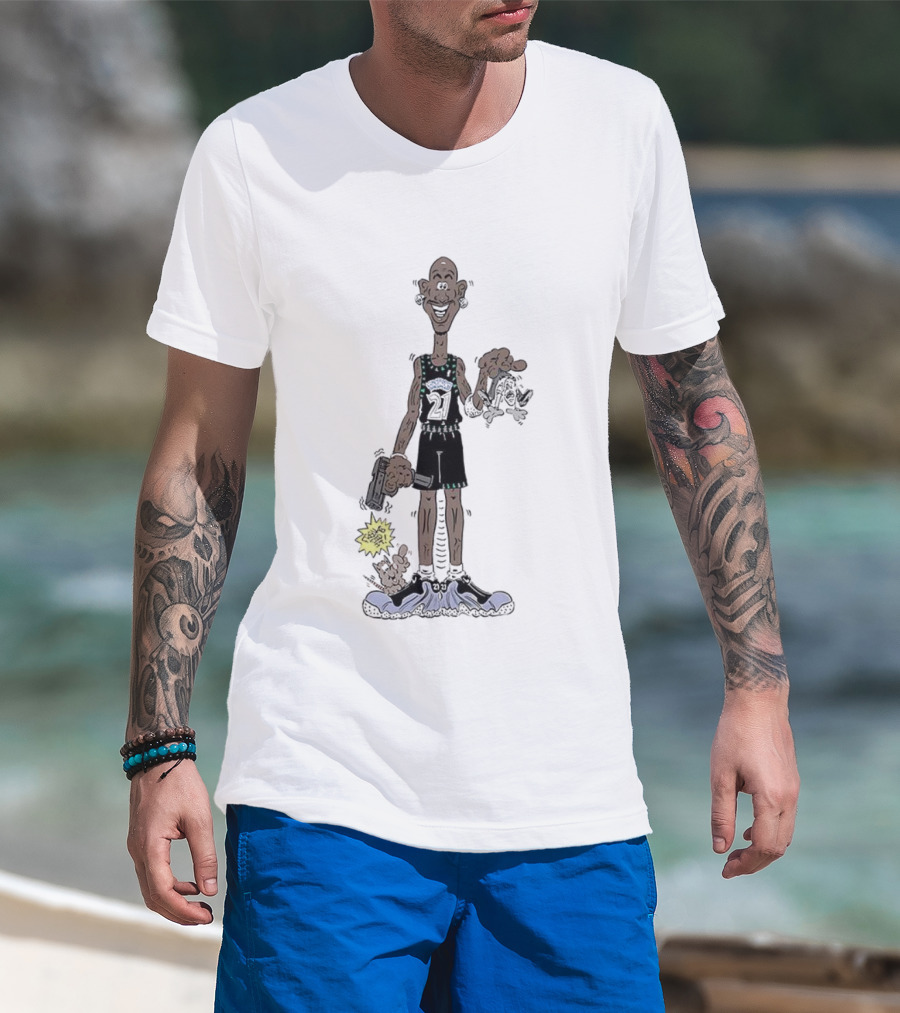 Latrell Sprewell NBA Number 21 Caricature Holding Hammer Minnesota Basketball T-Shirt