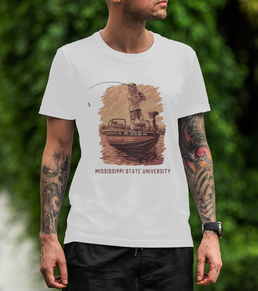 Mississippi State University Bulldogs Bass Fishing MS 1878 Hail State T-Shirt