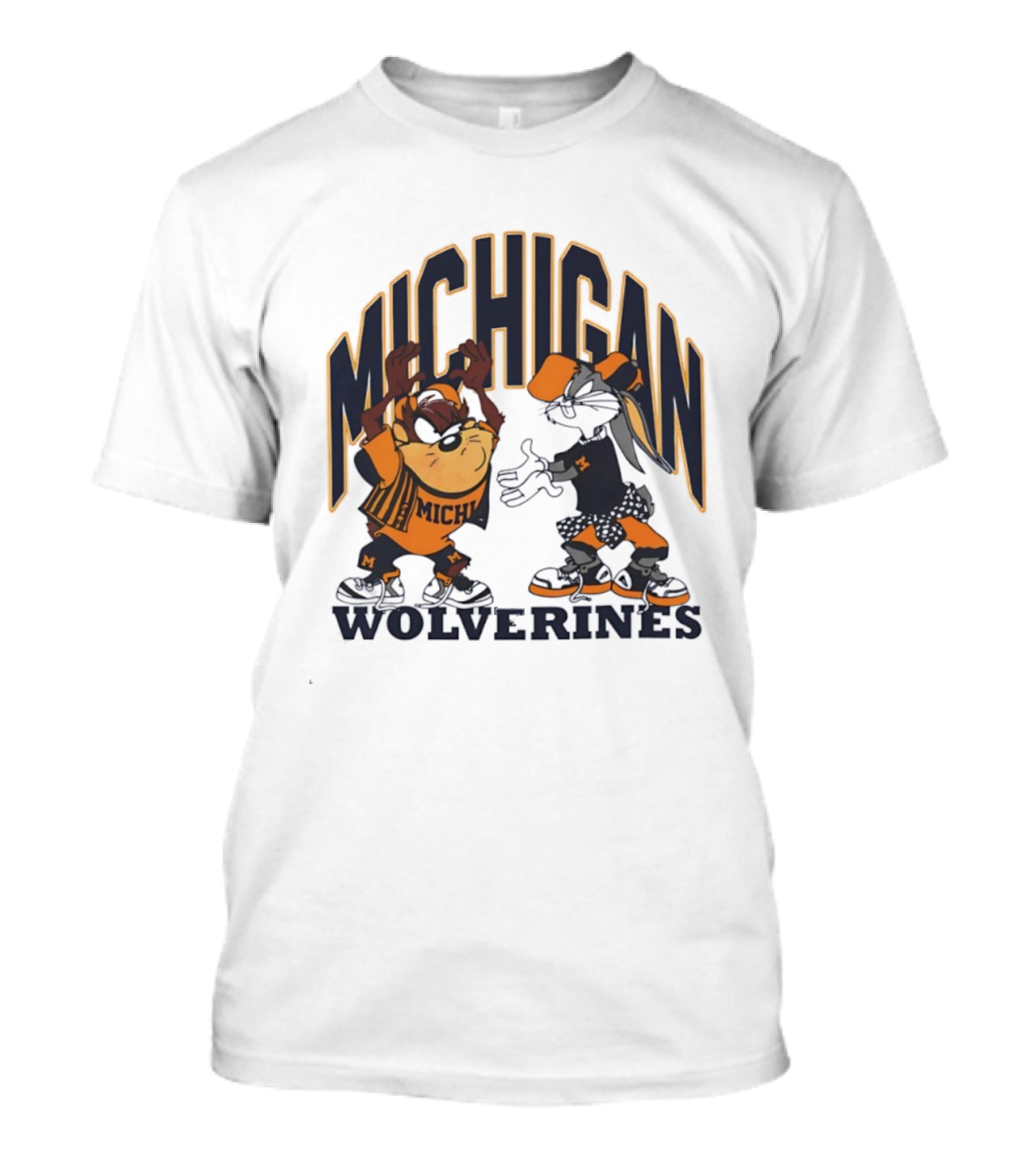 Michigan Wolverines Basketball Tasmanian Devil Bugs Bunny Crossover T-Shirt