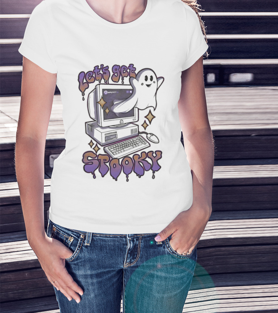 Let's Get Spooky Ghost Computer Halloween T-Shirt