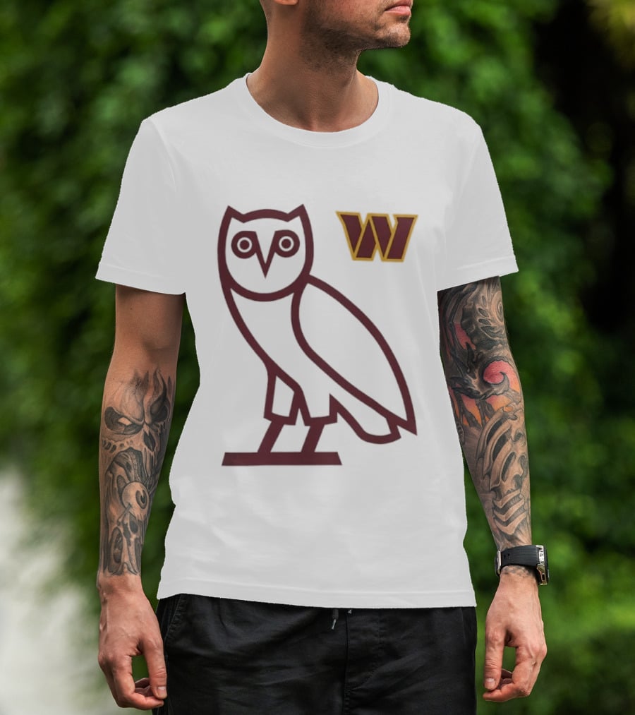 Washington Commanders OVO NFL Collaboration Owl W Logo T-Shirt