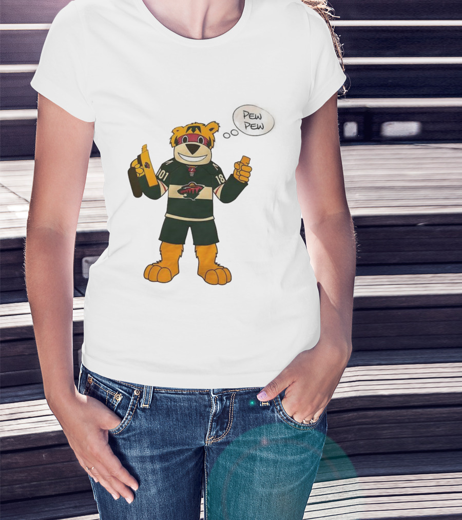 Minnesota Wild Mascot Nordy Pew Pew Hockey T-Shirt