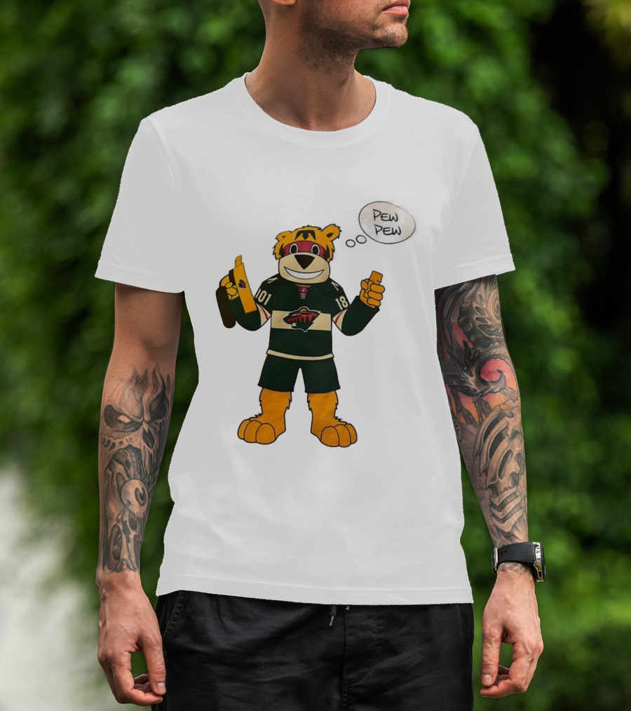 Minnesota Wild Mascot Nordy Pew Pew Hockey T-Shirt