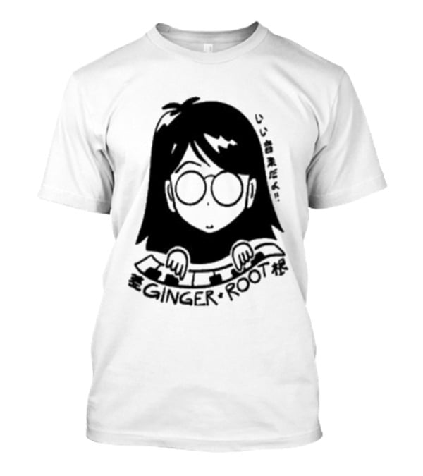 Ginger Root Cam Face Character Illustration T-Shirt