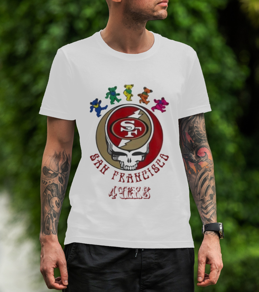 San Francisco 49ers Grateful Dead Dancing Bears Skull Collaboration T-Shirt