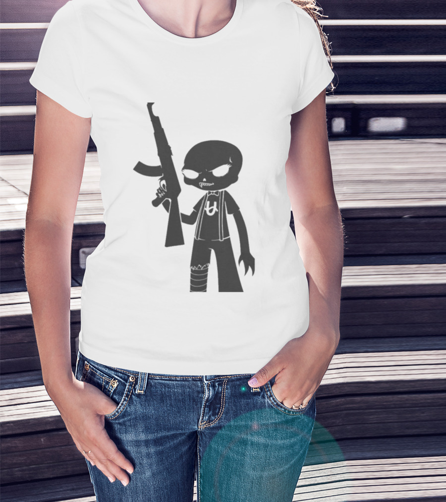 Homestuck Caliborn Character U Symbol Black Silhouette With Weapon T-Shirt