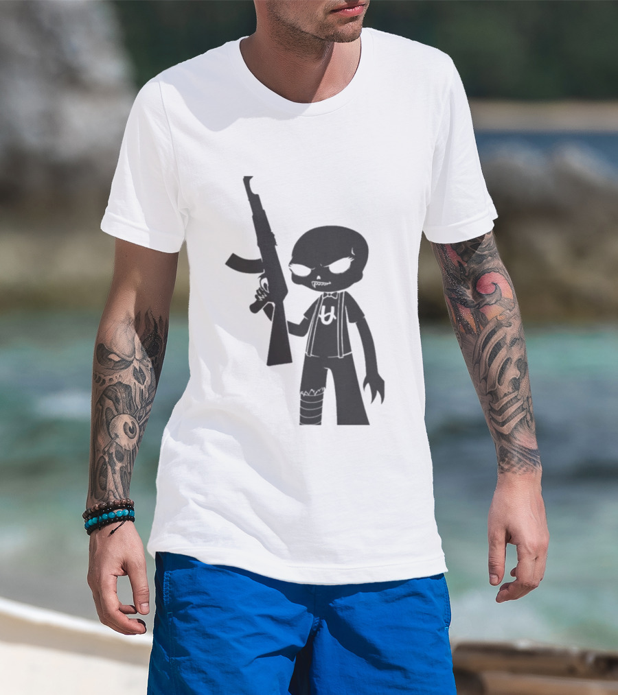 Homestuck Caliborn Character U Symbol Black Silhouette With Weapon T-Shirt