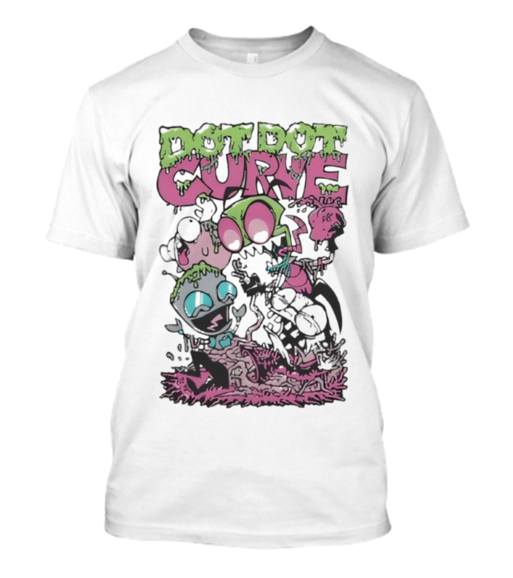 Dot Dot Curve Scene The Fuck Up Reptilian Zombie Cartoon Duo T-Shirt