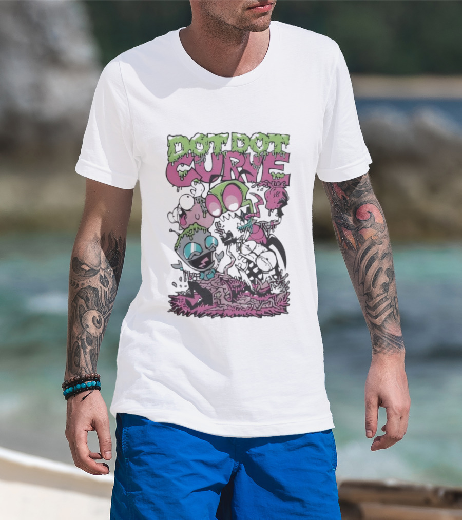 Dot Dot Curve Scene The Fuck Up Reptilian Zombie Cartoon Duo T-Shirt