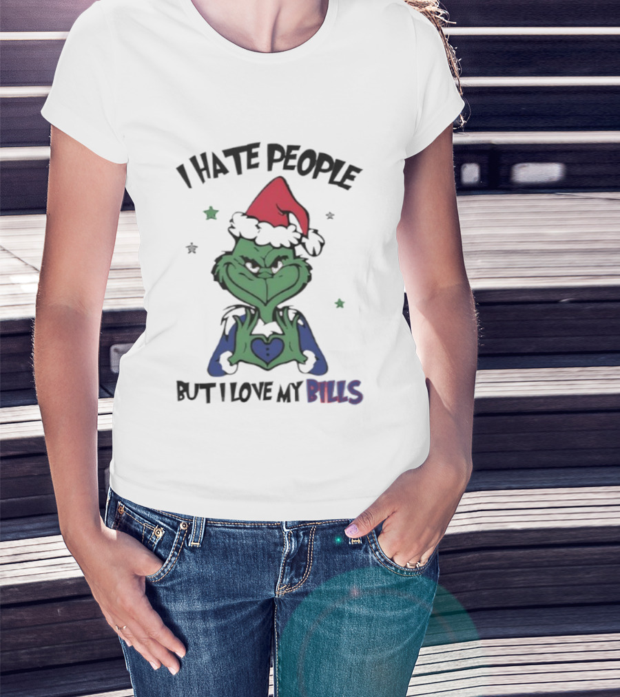 I Hate People But I Love My Bills Grinch Buffalo Football Fan T-Shirt