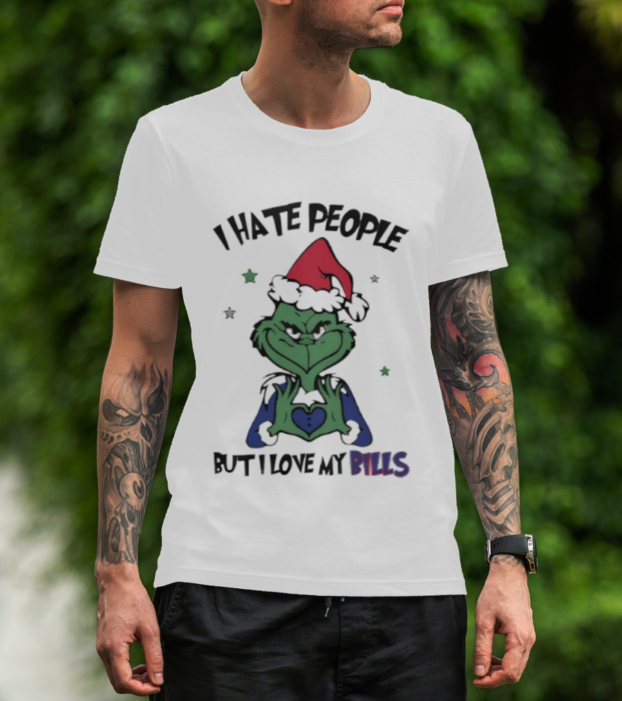 I Hate People But I Love My Bills Grinch Buffalo Football Fan T-Shirt