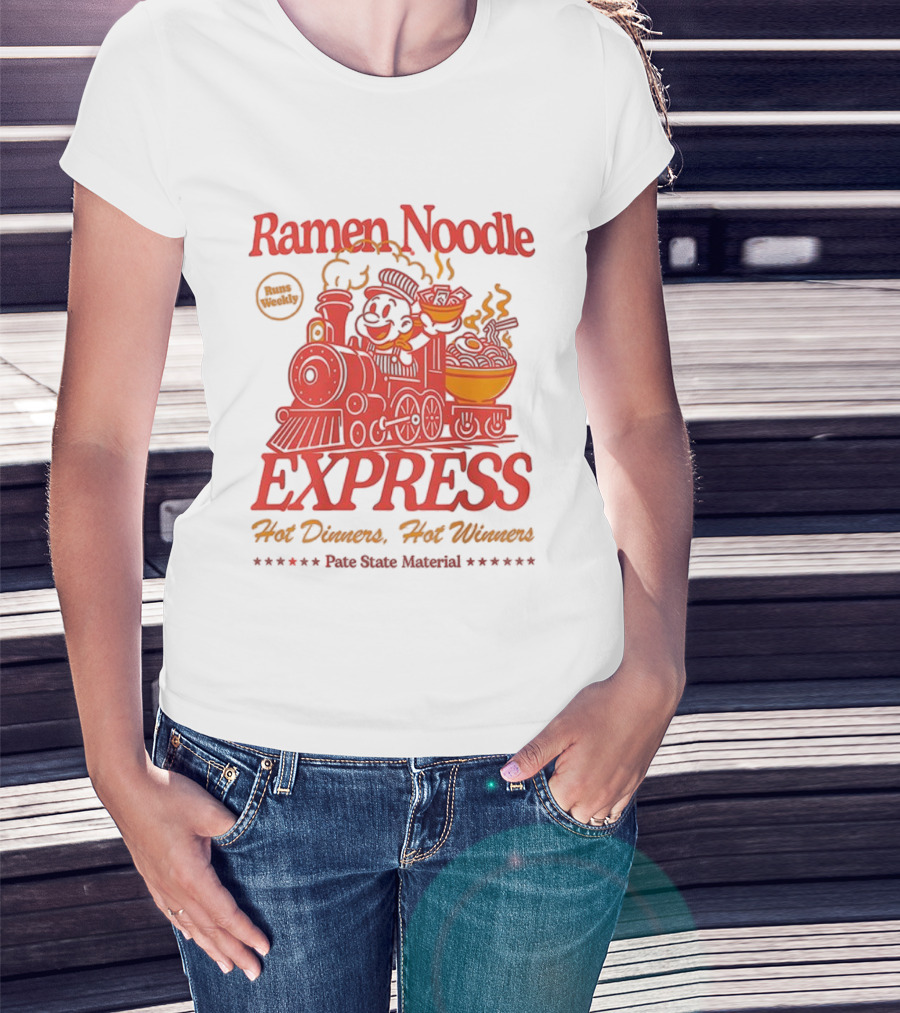 Ramen Noodle Express Hot Dinners Hot Winners Fun Steam Material T-Shirt