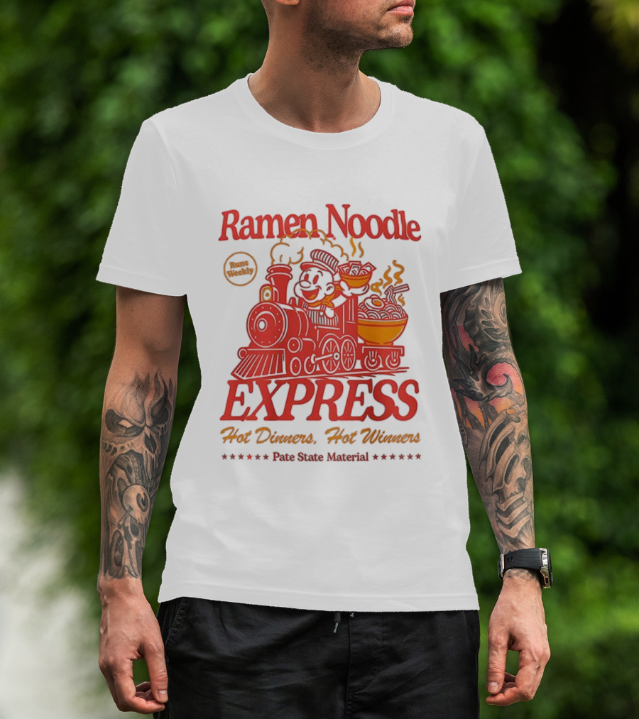Ramen Noodle Express Hot Dinners Hot Winners Fun Steam Material T-Shirt