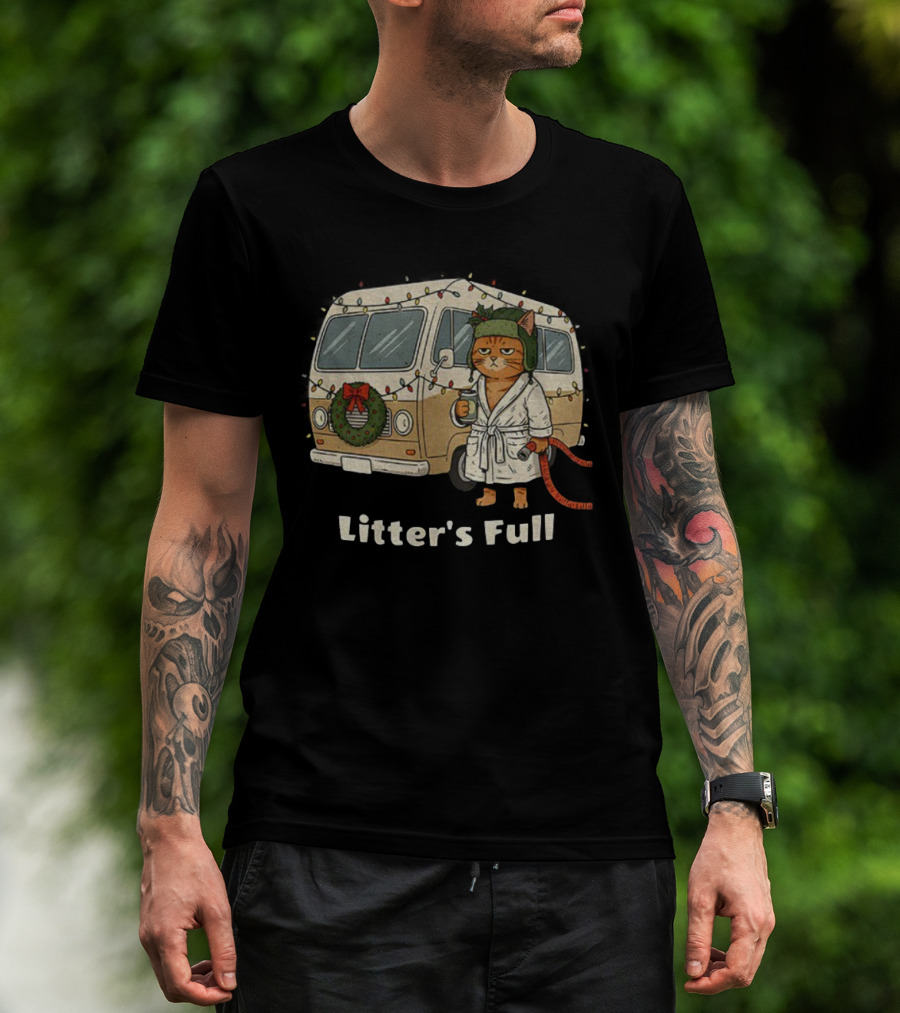 Litter's Full Christmas Cat In Holiday RV Scene T-Shirt