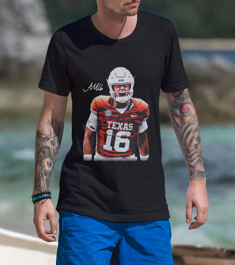 Texas Longhorns Football Arch Manning SEC Shout 16 Signature T-Shirt