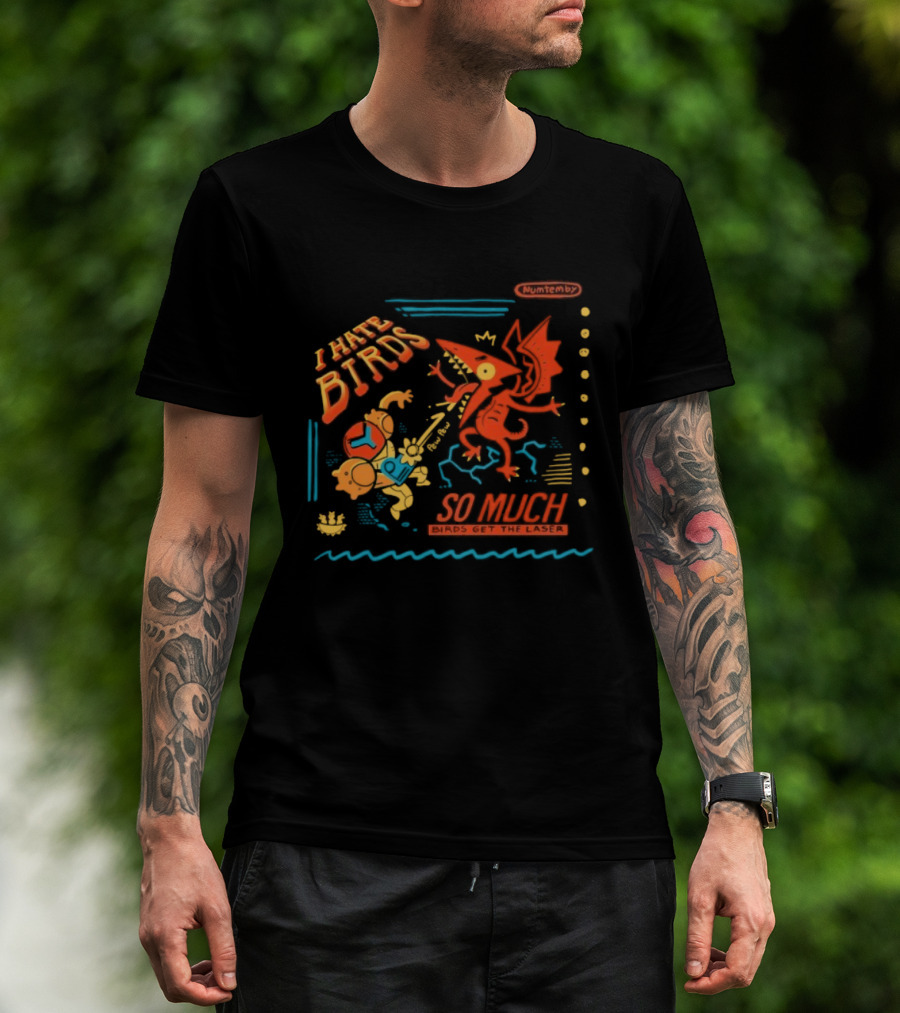 Numtemby I Hate Birds So Much Retro Cartoon Showdown Birds Get The Laser T-Shirt