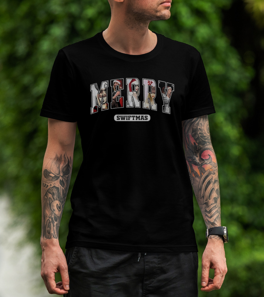 Merry Swiftmas Christmas Santa Faces T-Shirt