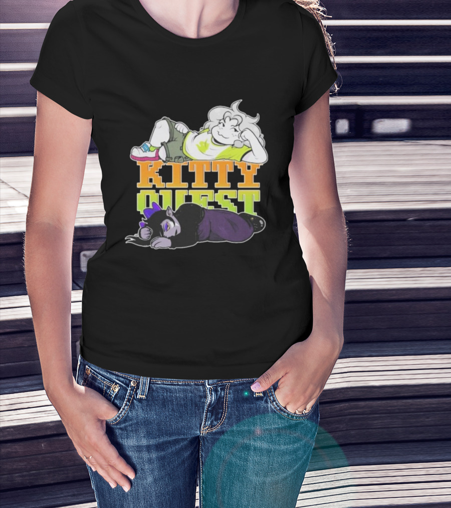 Kitty Quest Playful Characters Relaxing Fun Theme T-Shirt