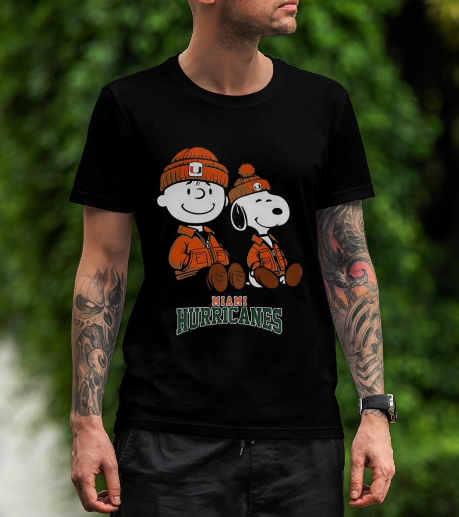 Charlie Brown Snoopy Miami Hurricanes Fan Gear T-Shirt