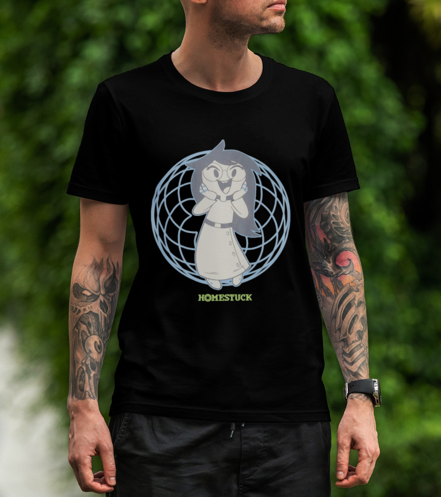 Homestuck Jade Harley With Glasses Inside Blue Grid Circle T-Shirt