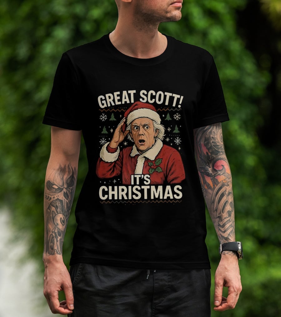 Great Scott Back To The Future It's Christmas Ugly Sweater T-Shirt