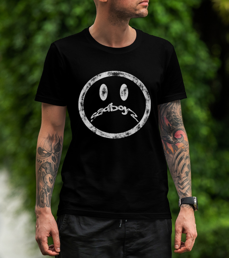 Sad Boyz Frown Distressed Grunge Aesthetic Emo Emoticon T-Shirt